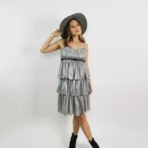 SALE Marc Jacobs Striped Tiered Scallop Trim Dress - Picture 3 of 10